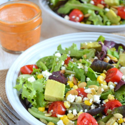Corn, Avocado and Tomato Salad with Roasted Red Bell Pepper Vinaigrette