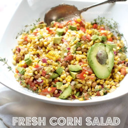 Corn Avocado Salad, Tomato, Black Eyed Peas and Four-Minute Corn on the Cob