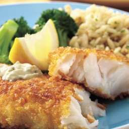 Corn Flake-Crusted Fish Fillets with Dilled Tartar Sauce