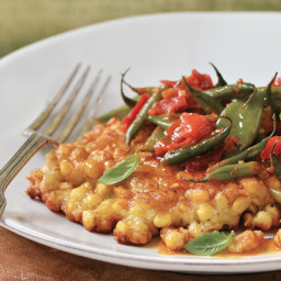 Corn Fritters with Summer Bean Ragout
