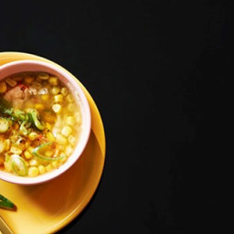 Corn, ginger and crab soup