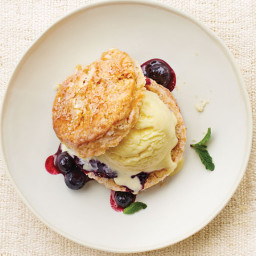 Corn Ice Cream Shortcakes with Blueberry Compote