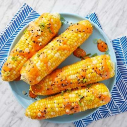 Corn on the Cob with Spicy Mayo & Sesame Seeds