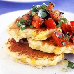 Corn pikelets with tomato salsa