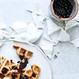Cornmeal Waffles with Currant-Maple Sauce