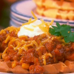 Cornmeal Waffles with Spicy Chili