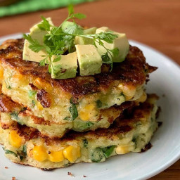 Cottage cheese, Corn and Spinach Fritters