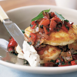 Cottage cheese pancakes with roasted capsicum salsa