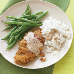 Country-Fried Steak with Green Beans and Rice