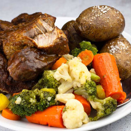 Country Style Pork Ribs with Potatoes & Veggies ~ Ninja Foodi 360 Meal