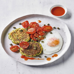 Courgette Fritters With Roasted Tomatoes