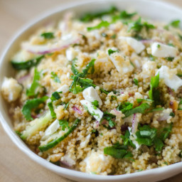 Couscous Salad with Cucumber, Red Onion and Herbs