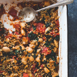 Cozy Gluten-Free Gratin with Roasted Tomatoes, Beans, and Kale