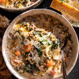 Cozy Wild Rice and Orzo Chicken Soup.