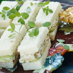 Crab, basil and cucumber finger sandwiches