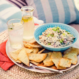 Crab dip with celery seed crackers