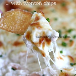 Crab Rangoon Dip with Wonton Chips!