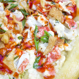Crab Rangoon Pizza with Sweet and Sour Drizzle