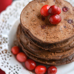 Cranberry Hot Cocoa Pancakes {GF, Low Cal}