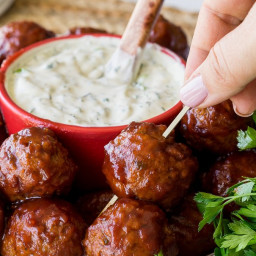 Cranberry Meatballs with Sour Cream Herb Dip