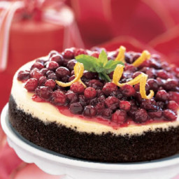 Cranberry-Orange Cheesecake with Chocolate Crust