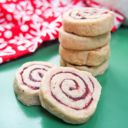 cranberry-pomegranate-filled shortbread spiral cookies