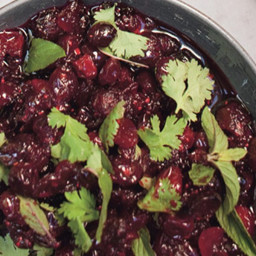 Cranberry Sauce with Red Wine, Pomegranate Molasses, and Mediterranean Herb