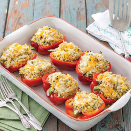 Creamed Corn and Rice-Stuffed Bell Peppers