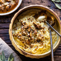 Creamed Spaghetti Squash with Browned Butter Walnuts