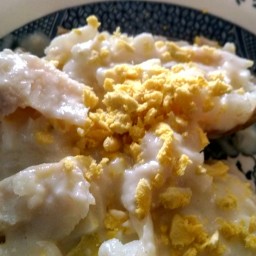 Creamed Salt Cod on Baked Potatoes