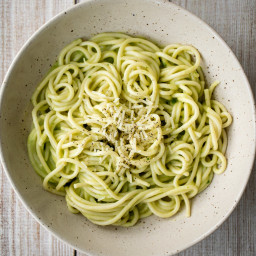 Creamy Avocado Basil Pesto Spaghetti