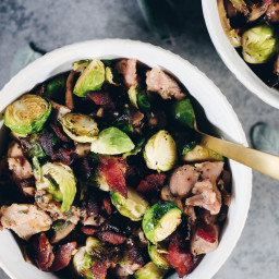 Creamy Bacon Chicken and Brussels Sprouts Skillet (Paleo + Whole30)