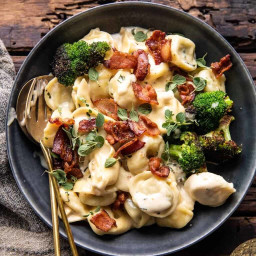 Creamy Bacon Tortellini with Charred Broccoli