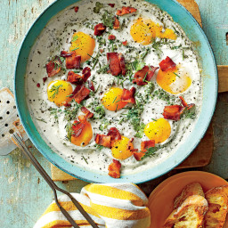 Creamy Baked Eggs with Herbs and Bacon