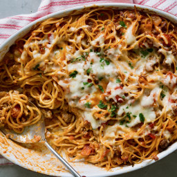 Creamy Baked Spaghetti with Fire-Roasted Tomatoes