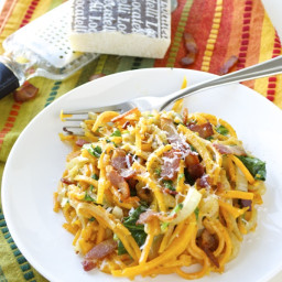 Creamy Butternut Squash Noodles with Bacon and Spinach