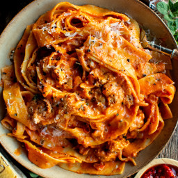 Creamy Calabrian Chili Pappardelle with Sausage & Fennel