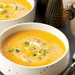 Creamy Carrot Soup with Scallions and Poppy Seeds
