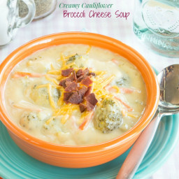 Creamy Cauliflower Broccoli Cheese Soup