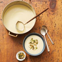 Creamy Cauliflower Soup with Almond-Thyme Gremolata