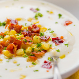 Creamy Cauliflower Soup with Bacon and Corn