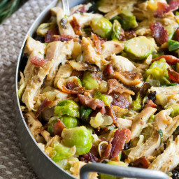 Creamy Chicken Brussels Sprouts and Bacon {Paleo, Whole30}