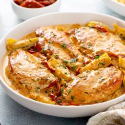Creamy Chicken with Sun Dried Tomatoes and Artichokes