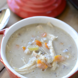 Creamy crock pot chicken and wild rice soup