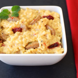 Creamy Dairy-Free Baked Risotto with Italian Sausage and Sun-Dried Tomatoes