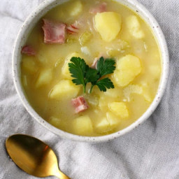 Creamy Dairy Free Potato Soup with Ham.