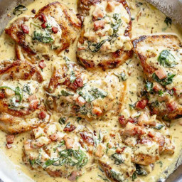 Creamy Dijon Chicken Thighs with Bacon and Spinach