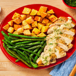 Creamy Dill Chicken with Roasted Potatoes & Green Beans