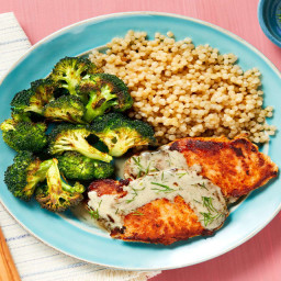 Creamy Dill Pork Cutlets with Couscous & Roasted Broccoli