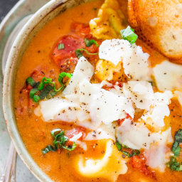 Creamy Fire Roasted Tomato and Basil Tortellini Soup